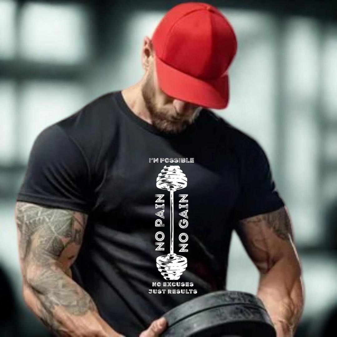 Motivational Gym Shirt – No Pain No Gain Workout Tee – Unisex Fitness T ...