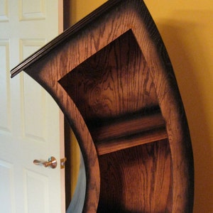 FREE SHIPPING/Handmade 6ft Curved Bookshelf/Bookcase/Storage/Oak Stained/Blk