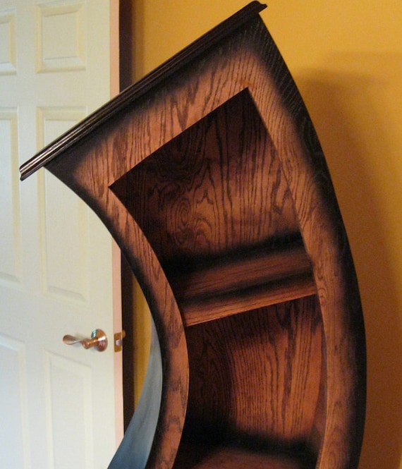 Handmade 6ft Curved Bookshelf/Bookcase/Storage/Oak Stained/Blk Etsy