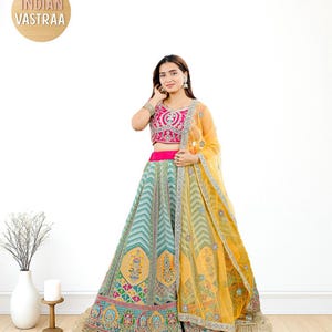 Multicolor Lehenga Choli: Hand Embroidered Georgette Party Dress