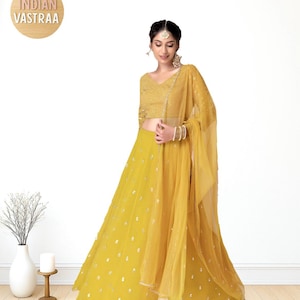 Mustard Yellow Lehenga Choli Set | Ready to Wear Traditional Indian Outfit | Elegant and Comfortable Wedding Wear for Guest Party wear