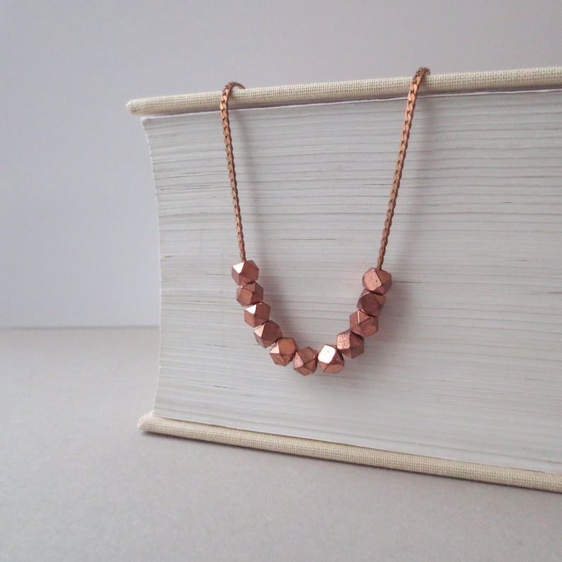 Galaxy Copper Layering Necklace with Faceted Geometric Pendant Beads Collier en Cuivre by InfinEight image 1