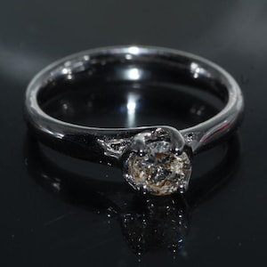 Natural Dainty Sterling Silver Solitaire Ring: 0.25 CTW Diamond Engagement Jewelry
