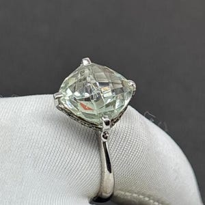 Amethyst Diamond Ring: Handcrafted Sterling Silver Solitaire Cushion Cut Handmade Jewelry