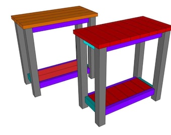 Farmhouse End Table DIY Plans: Narrow Rustic Nightstand (PDF Download) - 24x12x24"