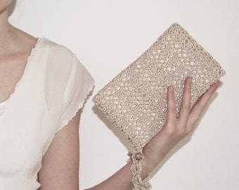 Champagne Bridal Clutch, Bride Gift from Maid of Honor, Bridal Purse Gold, Gold Clutch Evening Bag, Hands Free Purse, Cocktail Purse Gold