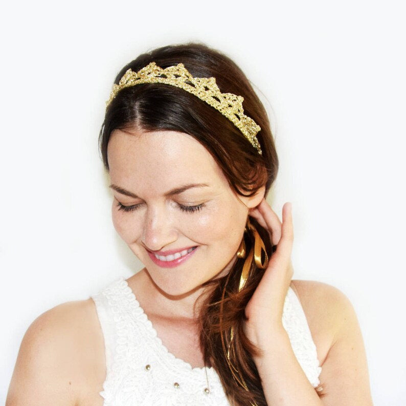 Bohemian Headpiece, Bridal Crown Headband, Bohemian Wedding Tiara, Bridal Tiara, Gold Headband Bride, Gold Headband Crown, Princess Crown image 1