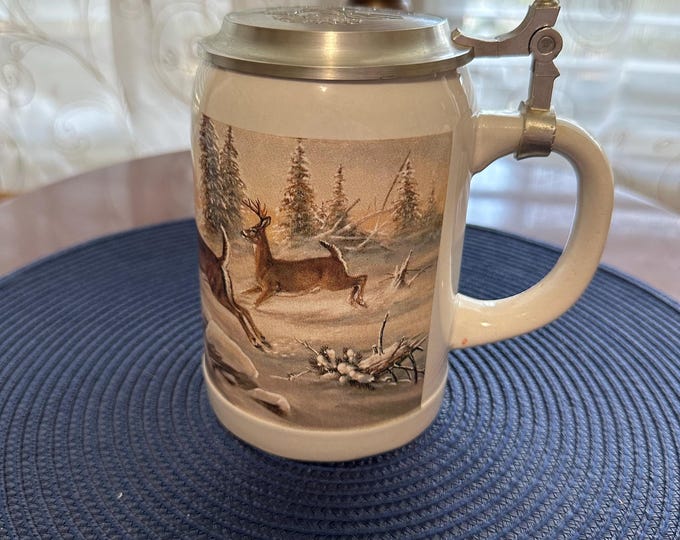 Featured listing image: German Beer Stein with Pewter Lid