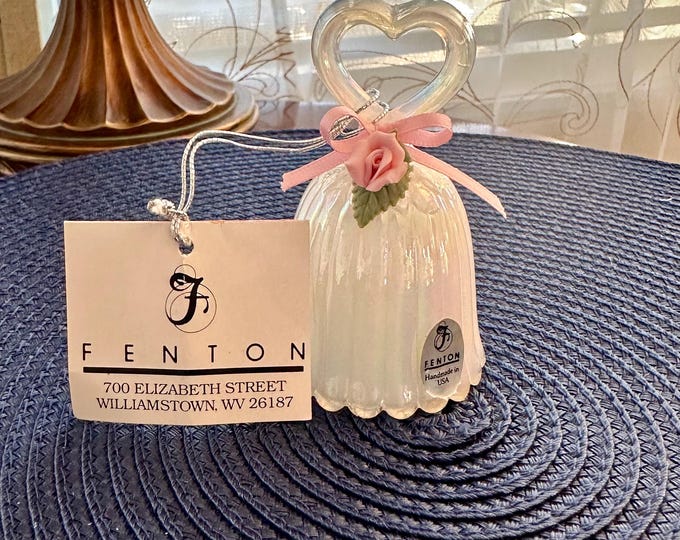 Featured listing image: Fenton Art Glass Heart Bell