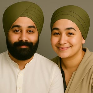 Premium Khaki Green Turban - Full Voile Cotton