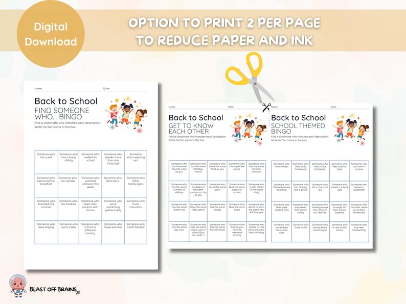 Back to School Bingo for Kids, First Day of School Activity, Classroom ...