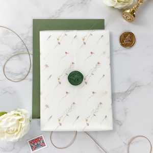 Printable Wedding Vellum Wrap Template - Dainty Wildflowers Theme | DIY 5x7 Invite Jacket Download