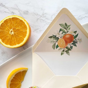 Druckbare Zitrus A7 Umschlag Liner - Orangen und Zitrus Thema Bouquet | DIY 5x7 Umschlag Liner Download für A7 Euro Klappenumschläge