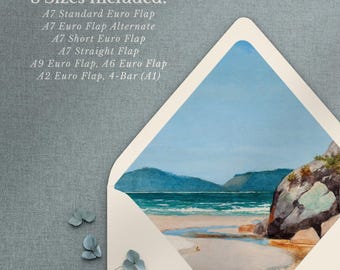 Coastal Beach Envelope Liner Template: Destination Wedding Invitation (Digital Download)