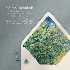 Printable Envelope Liner Template - Van Gogh Landscape Oil Painting | 8 Sizes Including A7 Euro Flap Wedding Invitation | Download