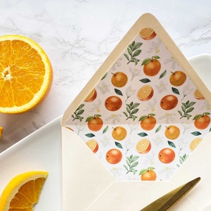 Printable Citrus A7 Envelope Liner Oranges and Citrus Theme Pattern DIY 5x7 Envelope Liner Download for A7 Euro Flap Envelopes image 1