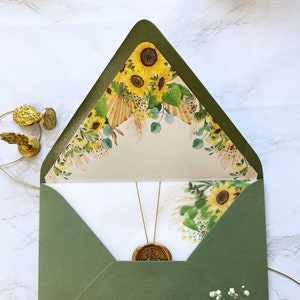 Sonnenblume A7 Umschlag Liner - Sonnenblumen und Pampasgras Druckbare Umschlag Liner Design für A7 Euro Klappenumschläge