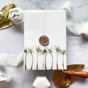 Printable Palm Trees Wedding Vellum Wrap - Tropical Destination Wedding Theme | DIY 5x7 Invite Jacket Download