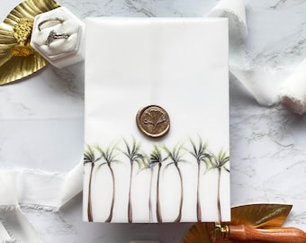 Printable Palm Trees Wedding Vellum Wrap - Tropical Destination Wedding Theme | DIY 5x7 Invite Jacket Download