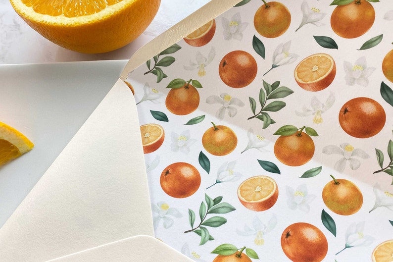 Printable Citrus A7 Envelope Liner Oranges and Citrus Theme Pattern DIY 5x7 Envelope Liner Download for A7 Euro Flap Envelopes image 10