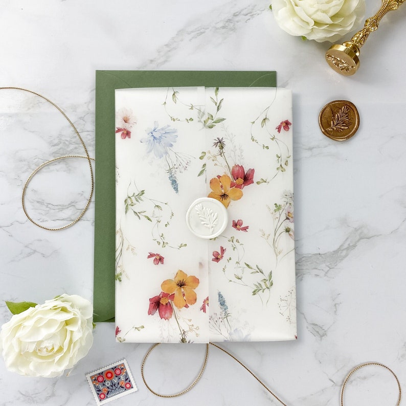 Printable Wedding Vellum Wrap Template Bold Wildflowers Etsy