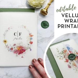 Editable Vellum Wrap Printable Template for 5x7 Wedding Invitations ...