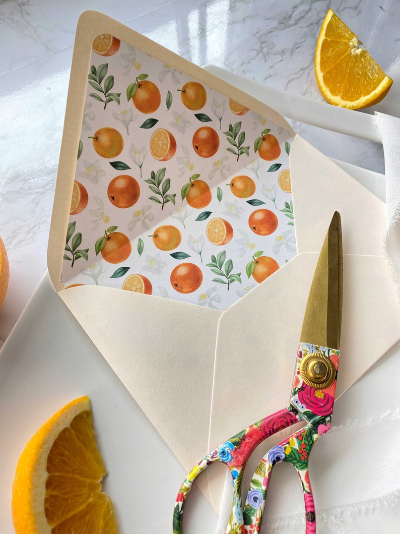 Printable Citrus A7 Envelope Liner Oranges and Citrus Theme Pattern DIY 5x7 Envelope Liner Download for A7 Euro Flap Envelopes image 5