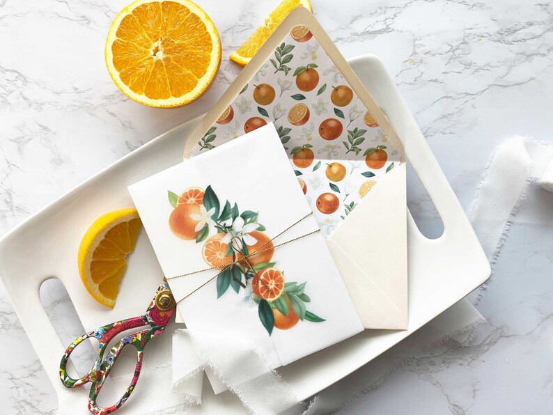 Printable Citrus A7 Envelope Liner Oranges and Citrus Theme Pattern DIY 5x7 Envelope Liner Download for A7 Euro Flap Envelopes image 9