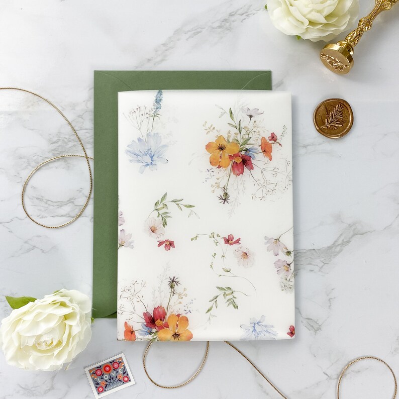 Printable Wedding Vellum Wrap Template Bold Wildflowers Etsy