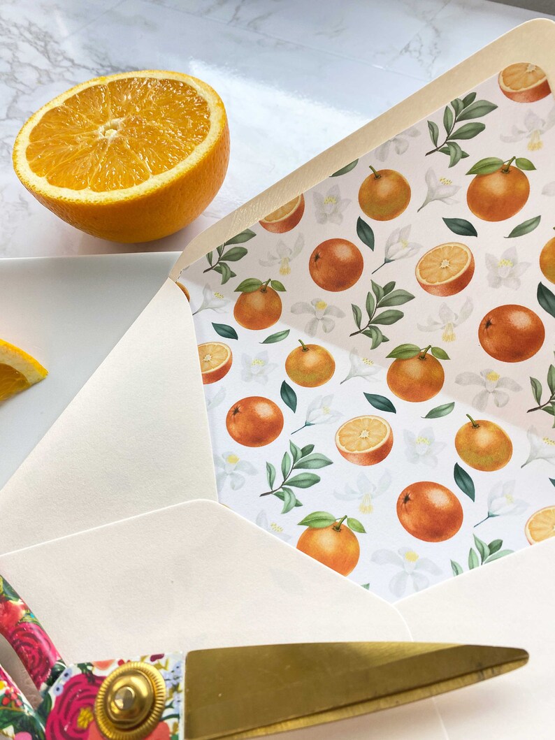 Printable Citrus A7 Envelope Liner Oranges and Citrus Theme Pattern DIY 5x7 Envelope Liner Download for A7 Euro Flap Envelopes image 7