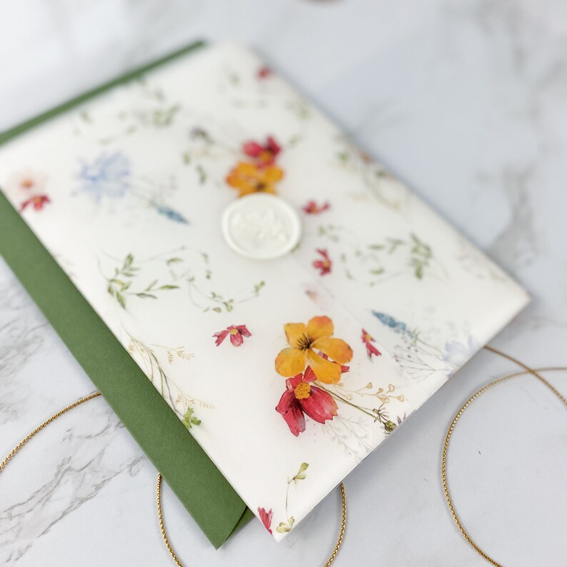 Printable Wedding Vellum Wrap Template Bold Wildflowers Etsy