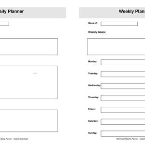 Minimalist Daily + Weekly Planner Bundle | Printable PDF | Instant Download