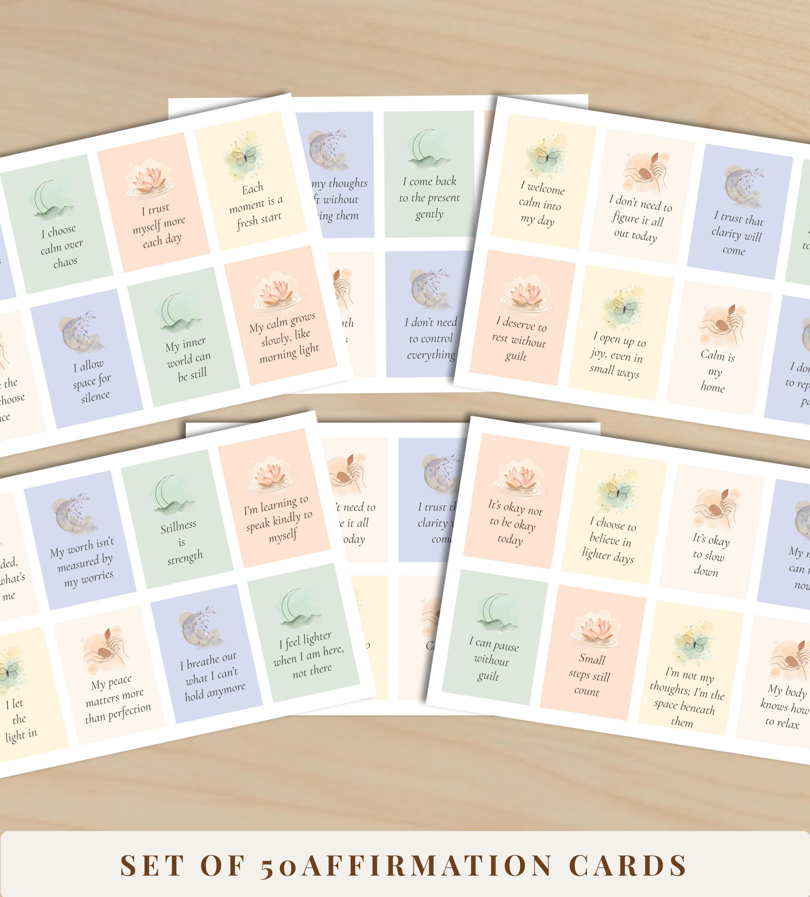 Daily Calm Affirmation Cards | 50 Printable Anxiety Relief ...