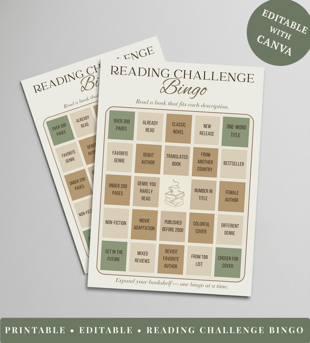 Reading Challenge Book Bingo – Printable Reading Tracker & Book Lover ...