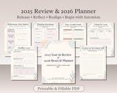 2026 New Year Planner | 2025 Reflection & Goals (Printable + Fillable PDF)