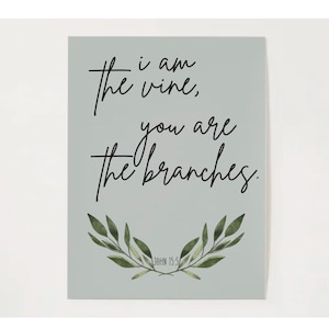 I Am The Vine, You Are The Branches Wall Art - John 15:5 - Bible Verse Printable - Minimalist Christian Decor - Scripture Digital Download