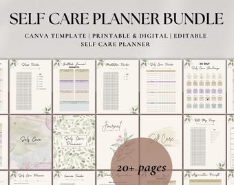 Self-care checklist printable 30 day self care challenge Self love planner Mindfulness tracker Gratitude journal Planner bundle