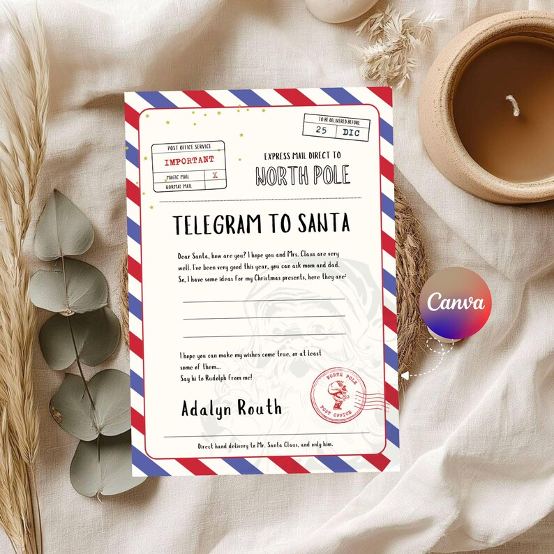 Editable Santa Shipping Label Template North Pole Express (canva) Etsy