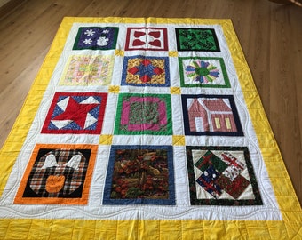 Twelve Months Quilt, Block of the Month, 64”x80”.