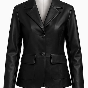 Leather Blazer Women Black