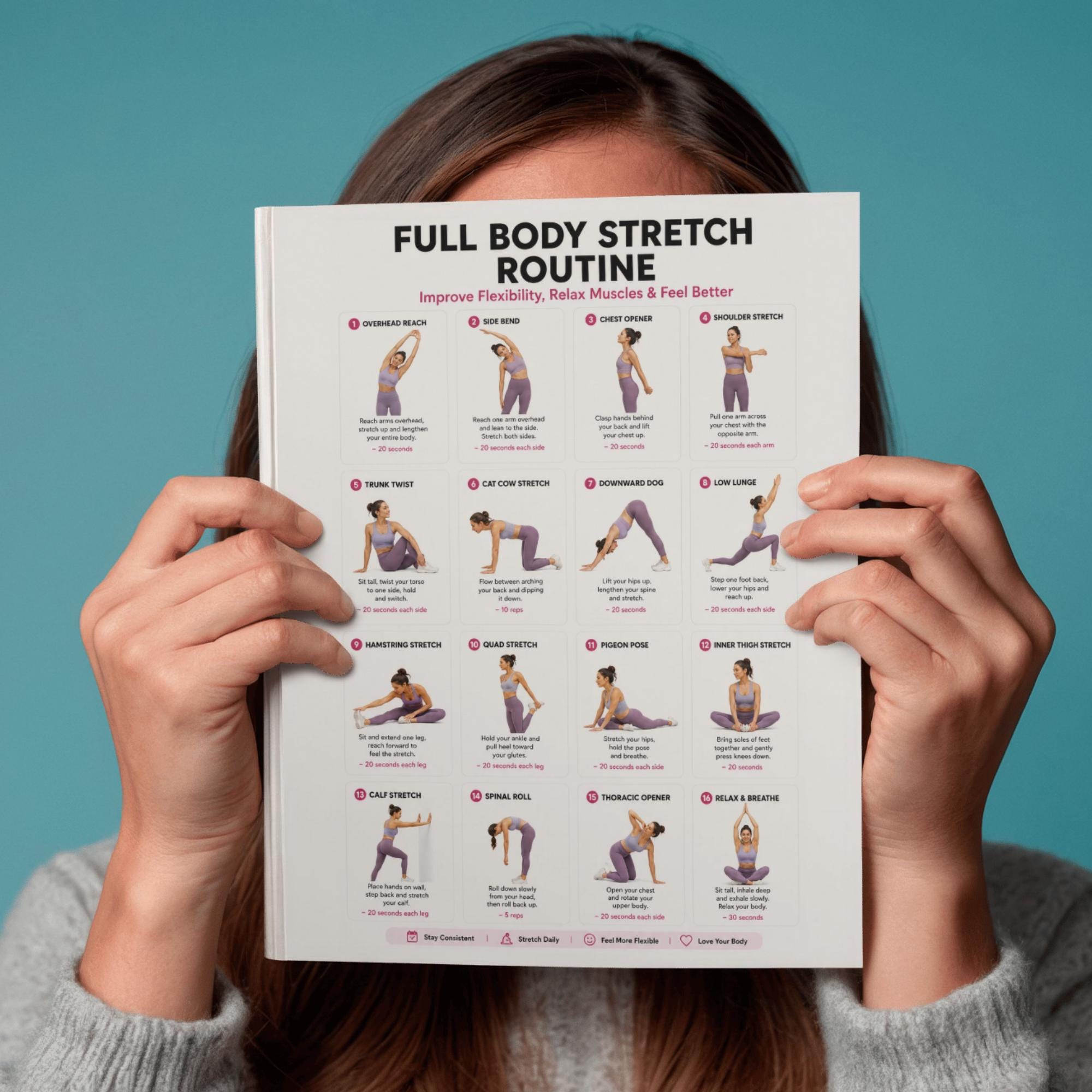 Full Body Stretch Routine Poster | Printable Stretching Exercise Chart ...