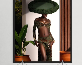 Black Girl Wall Art | Black Owned Shops | Poster | Forrest Green Wall Decor | Neutral Color Art | Black Girl Poster | Black Owned