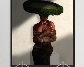Black Girl Wall Art | Black Owned Shops | Poster | Forrest Green Wall Decor | Neutral Color Art | Black Girl Poster | Black Owned
