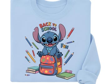 Back to School PNG Druckbar - Lebendiges Design, bunte Schulmaterialien