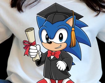 Sonic Graduation Anime PNG – Niedliche Absolventenillustration im Vektorstil.