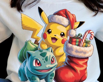 Weihnachtsillustration im Chibi-Stil – Festliche Weihnachtskunst mit Weihnachtsmannmütze, Zuckerstangen und Geschenken (PNG)