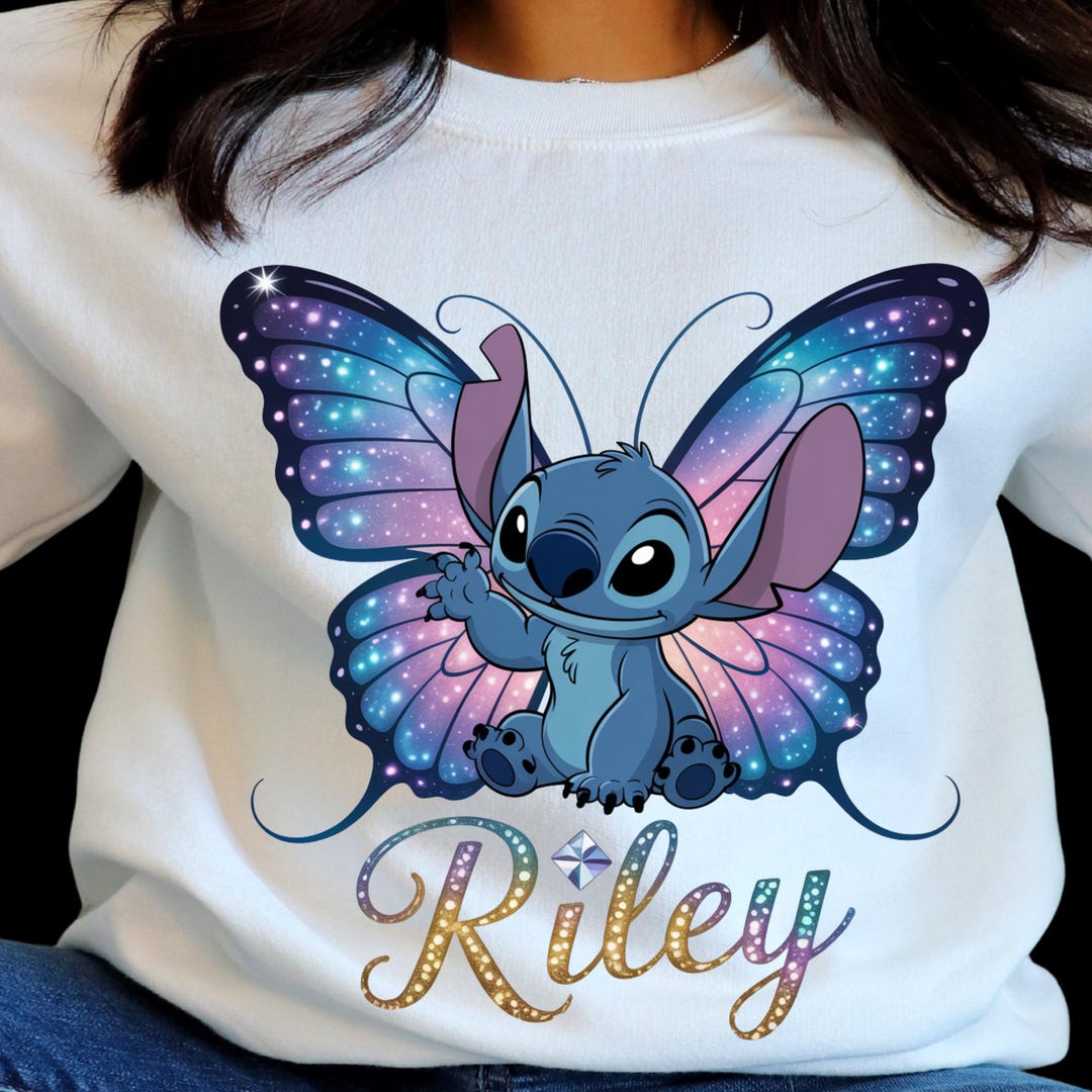 Personalized Fairy Alien Name Art – Butterfly Wings Cute Cartoon Design ...