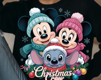 Weihnachts-Crew-Illustration – Festliche Winterkunst mit Chibi-Motiven in Mützen und Schals (PNG)