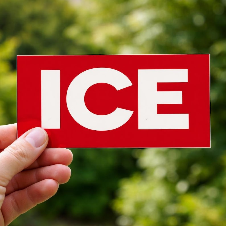 Stop ICE Red Sticker, Stop Sign Anti ICE Sticker, Anti Trump, Immigration Protest Decal image 3