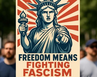 自由とはファシズムと戦うこと、王はいない、ファシズムのポスター、反トランプ抗議サイン、デジタルダウンロード、3サイズPDF